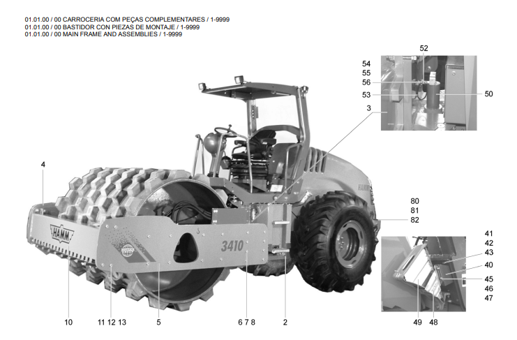 CATALOGO DE PECAS ROLOS COMPACTADORES 3410-E-3411-75595-001 HAMM