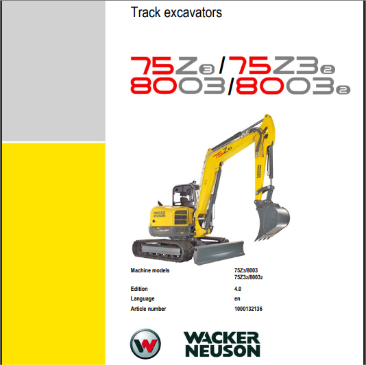 MANUAL DO OPERADOR ESCAVADEIRA 75Z,3, 75Z3,3, 8003, 8003,2 WACKER NEUSON